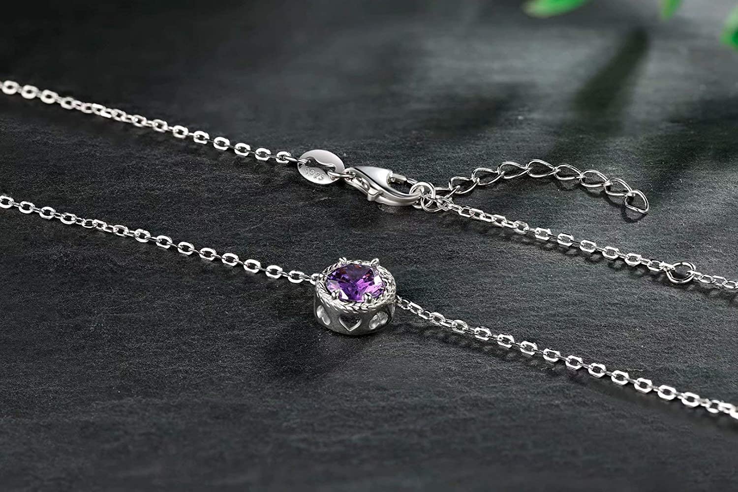 Presentski Birthstone Necklace for Women Sterling Silver 925 Solitaire Pendant Dainty Necklace Birthday Gifts for Women Girls Birthstone Necklaces for Mom - Image 4
